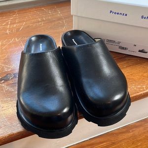 Proenza Schouler Forma Slides Black Leather Size 36